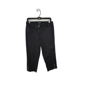 White House Black Market Women's Black Slim Capri Button Details Size 6